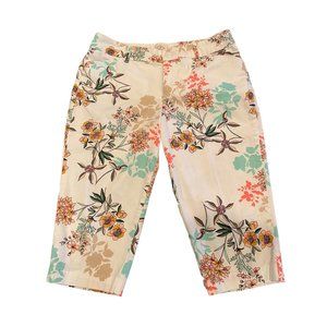 St. John’s Bay Floral Capri Women’s Size 12 EUC Vibrant Mid-Rise Stretch